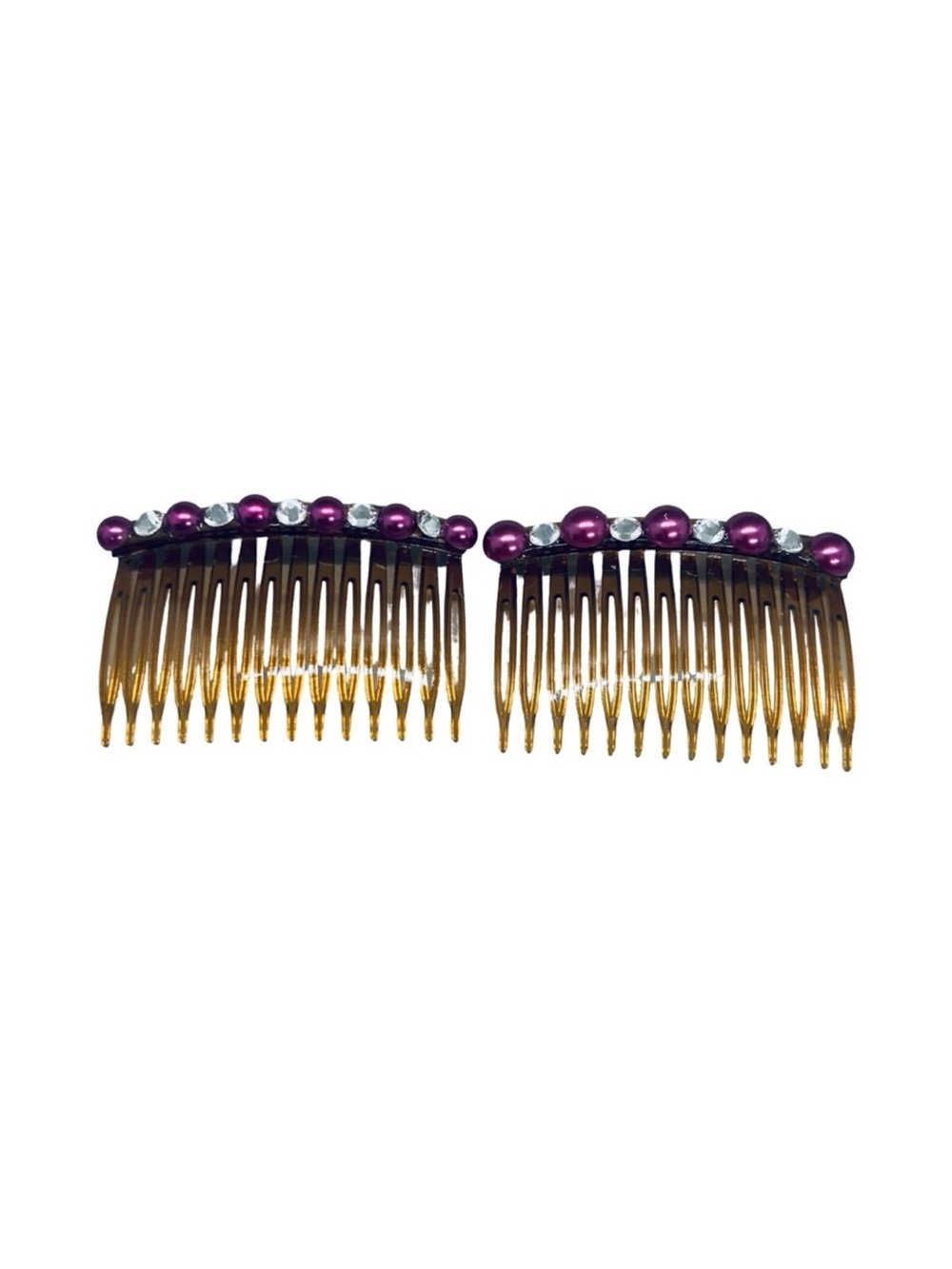 Purple Crystal Beaded Hair Comb Pair - Women Accessories 3.0 FINAL PRICE DROP